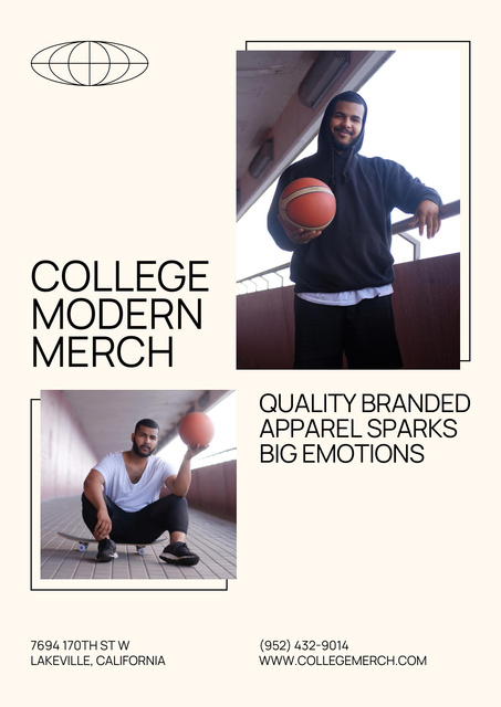 Modèle de visuel Ad of Modern College Merchandise - Poster