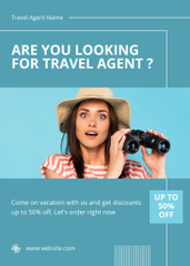 Travel Agent Services Offer with Astonished Woman