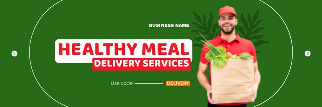 Handsome Grocery Delivery Man Email header Πρότυπο σχεδίασης