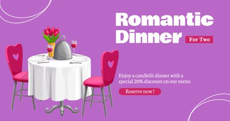 Plantilla de diseño de Cena Romántica Con Descuento Y Reservas Por San Valentín Facebook AD 