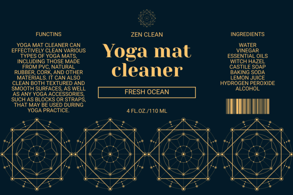 Yoga Mat Cleaner Label Design Template