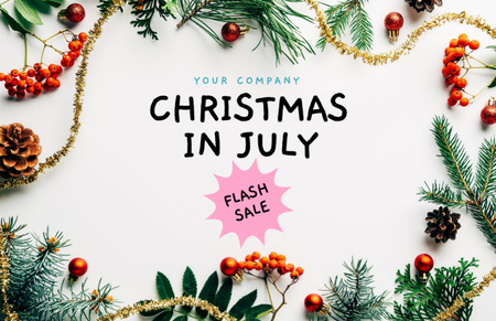  July Christmas Sale Announcement Flyer 5.5x8.5in Horizontal Design Template