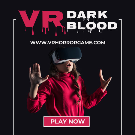 Artırılmış Gerçeklik Oyun Reklamı için VR Gözlüklü Genç Kadın Instagram Tasarım Şablonu