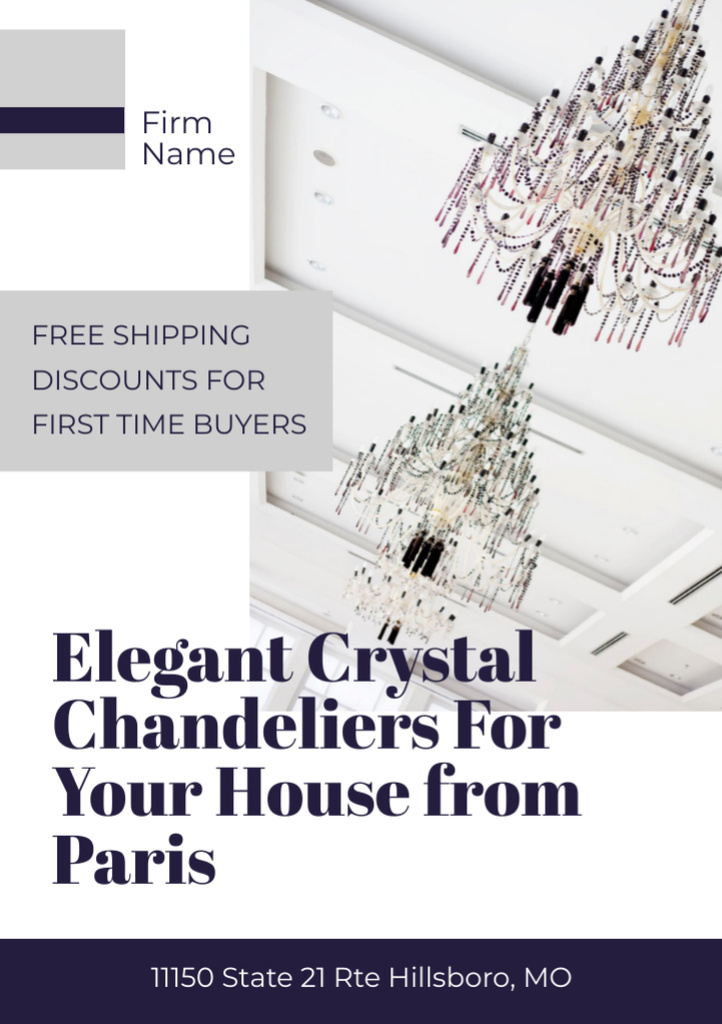 Designvorlage Offer of Crystal Chandeliers für Flyer A7
