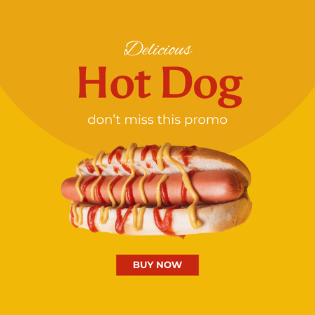Fast Food Menu Offer with Hot Dog Instagram Design Template