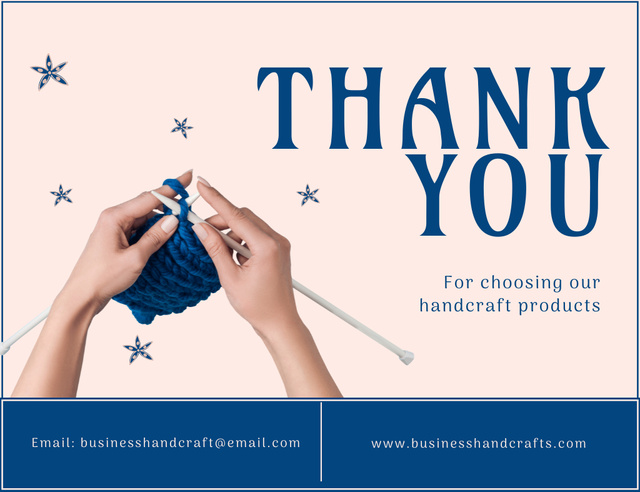 Thank You for Buying Our Handmade Knitted Goods Thank You Card 5.5x4in Horizontal Tasarım Şablonu