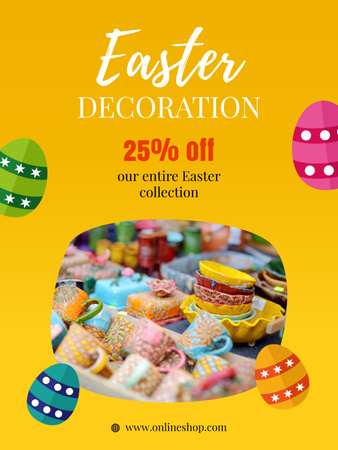 Easter Holiday Sale Announcement with Discount Poster US Design Template