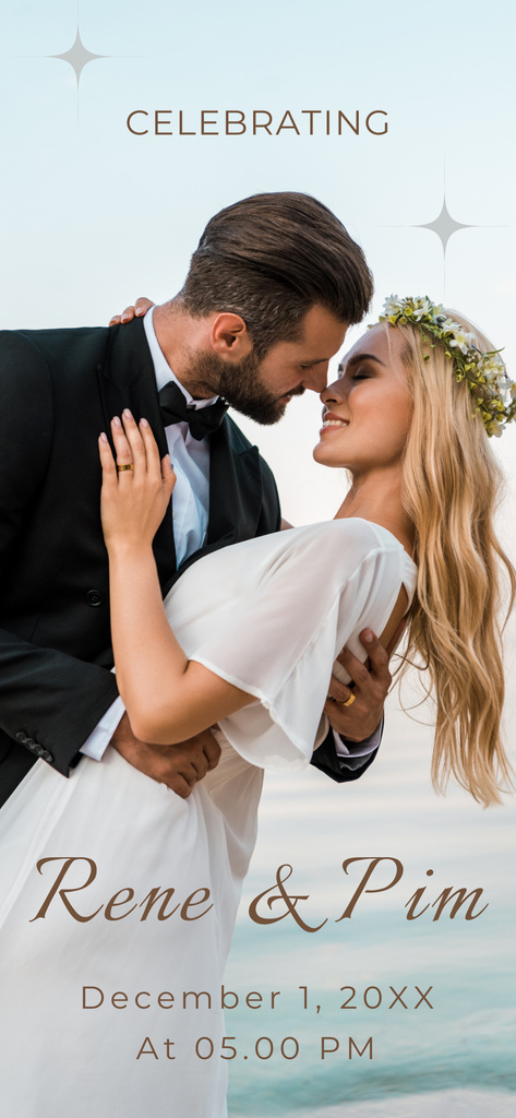 Wedding Invitation with Beautiful Couple Kissing Snapchat Geofilter Πρότυπο σχεδίασης
