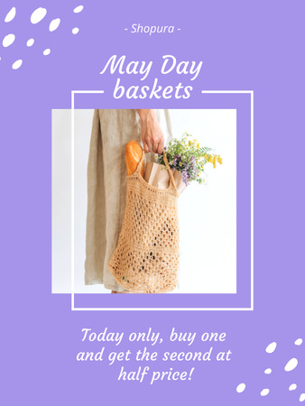 Generous May Day Baskets With Herbs And Food On Sale Poster US Design Template