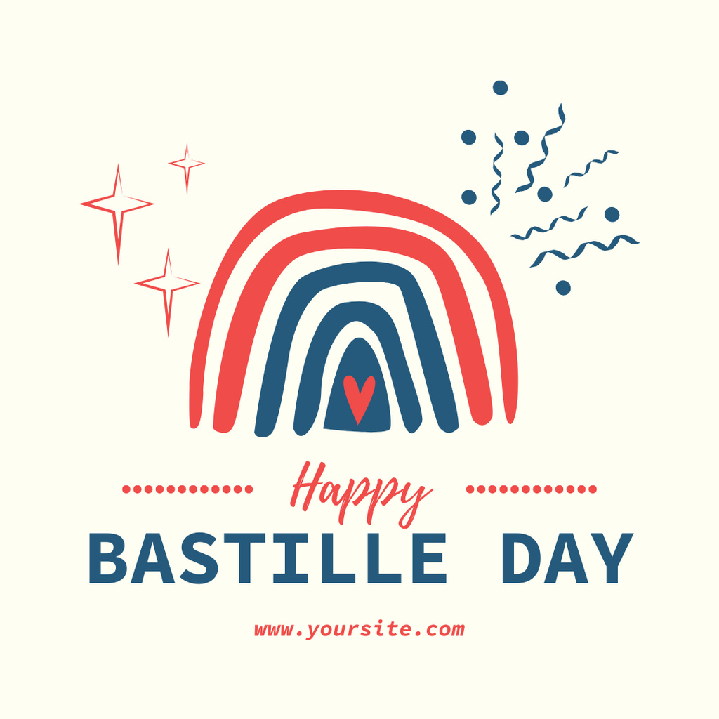 Illustrated Rainbow for Bastille Day Greetings Instagram tervezősablon