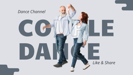 Промо танцевального канала с танцующей пожилой парой Youtube Thumbnail – шаблон для дизайна