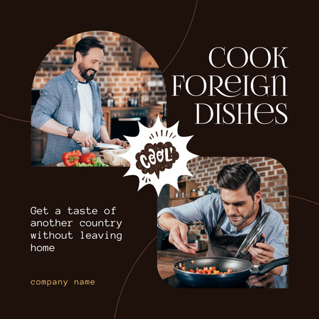 Designvorlage Man Cooking Foreign Dishes für Instagram
