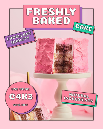 Nabídka čerstvě upečených dortů Instagram Post Vertical Šablona návrhu