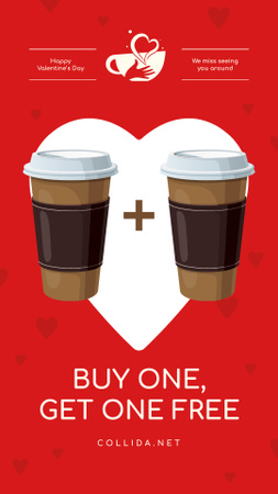 Valentine's Day Coffee Cup in Heart Instagram Story Design Template