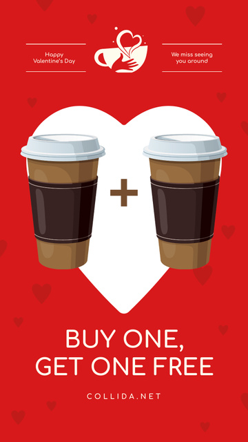 Valentine's Day Coffee Cup in Heart Instagram Story tervezősablon