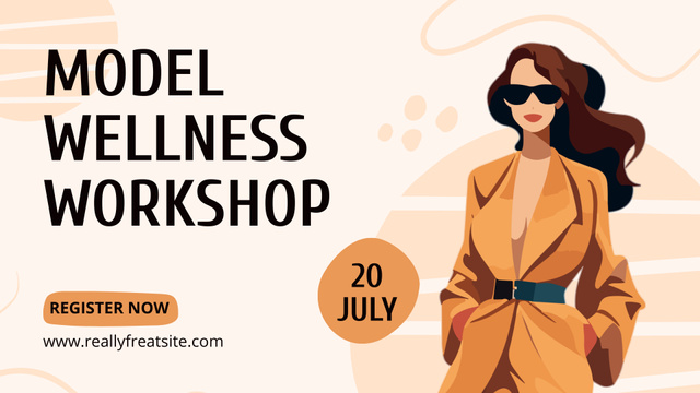Model Workshop Offer with Woman in Jacket FB event cover – шаблон для дизайна