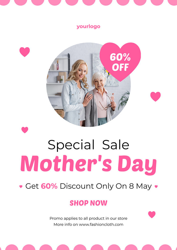 Special Sale on Mother's Day with Daughter and Senior Mom Poster Modelo de Design