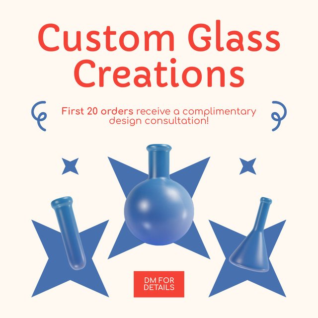 Designvorlage Custom Glass Creations With Beakers And Consultations für Instagram