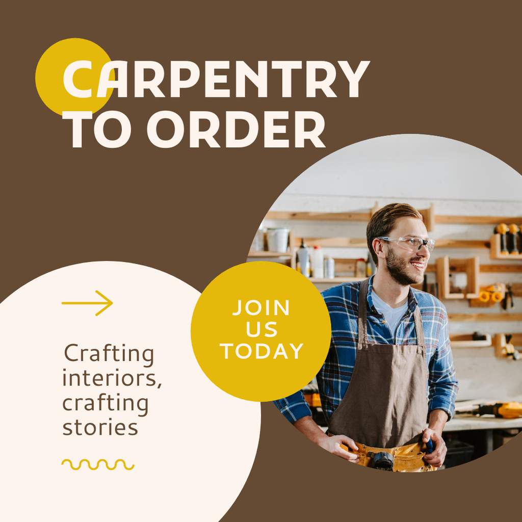 Competent Carpentry Service For Interiors Offer Instagram AD – шаблон для дизайну