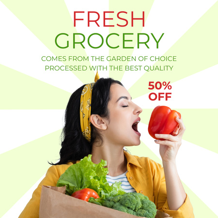 High-Quality Groceries With Discount Instagram Design Template