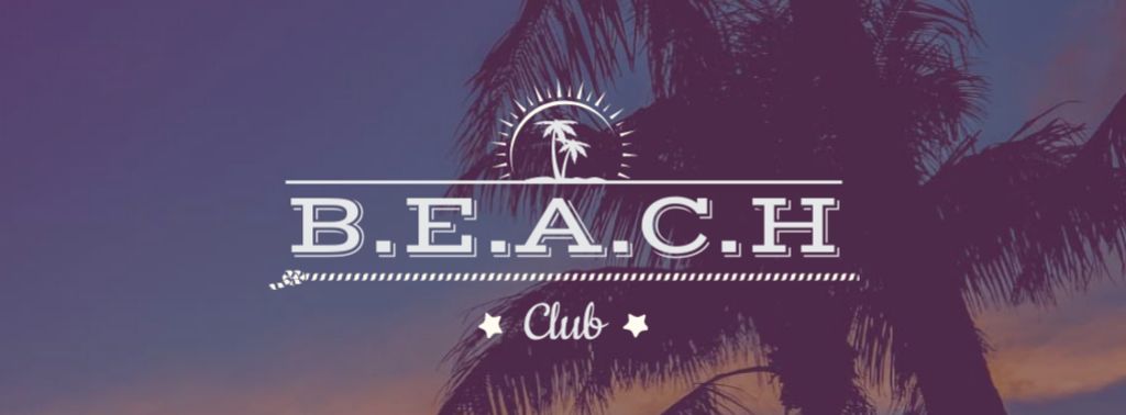 Summer Beach invitation Palm Trees at sunset Facebook cover Šablona návrhu