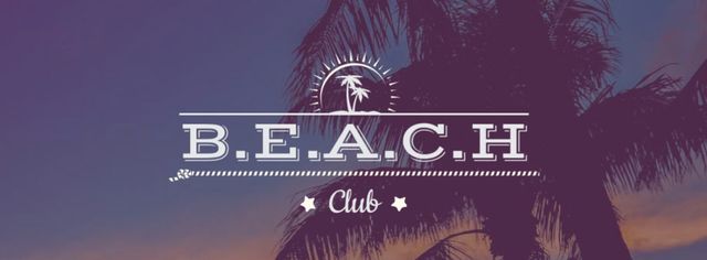 Summer Beach invitation Palm Trees at sunset Facebook cover Modelo de Design