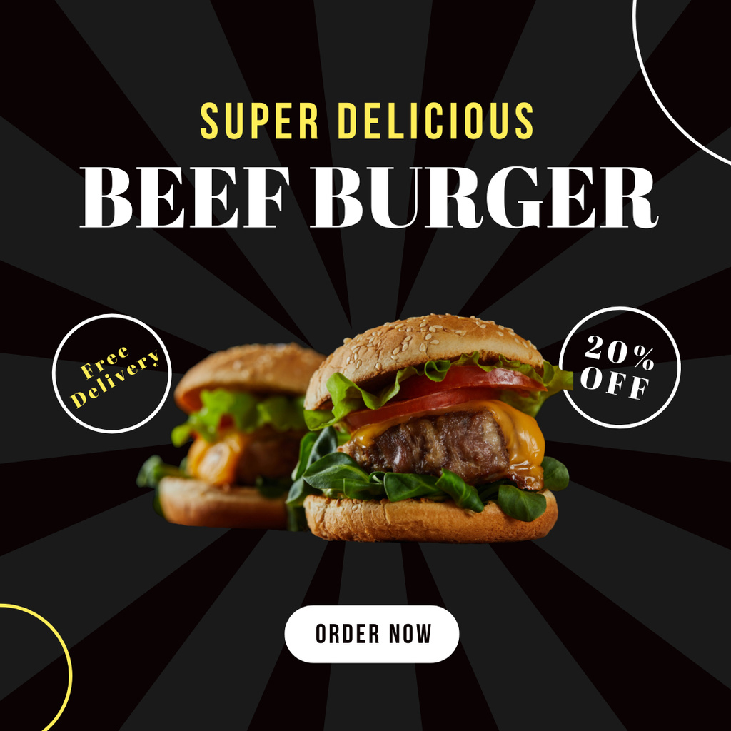 Specials Lunch with Beef Burger Instagram Design Template