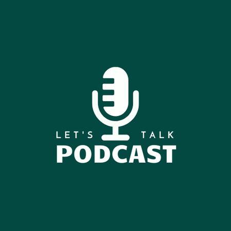 Ontwerpsjabloon van Logo van Podcast Announcement with Microphone