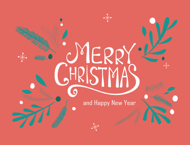 Plantilla de diseño de Christmas and New Year with Simple Twigs Illustration Postcard 4.2x5.5in 