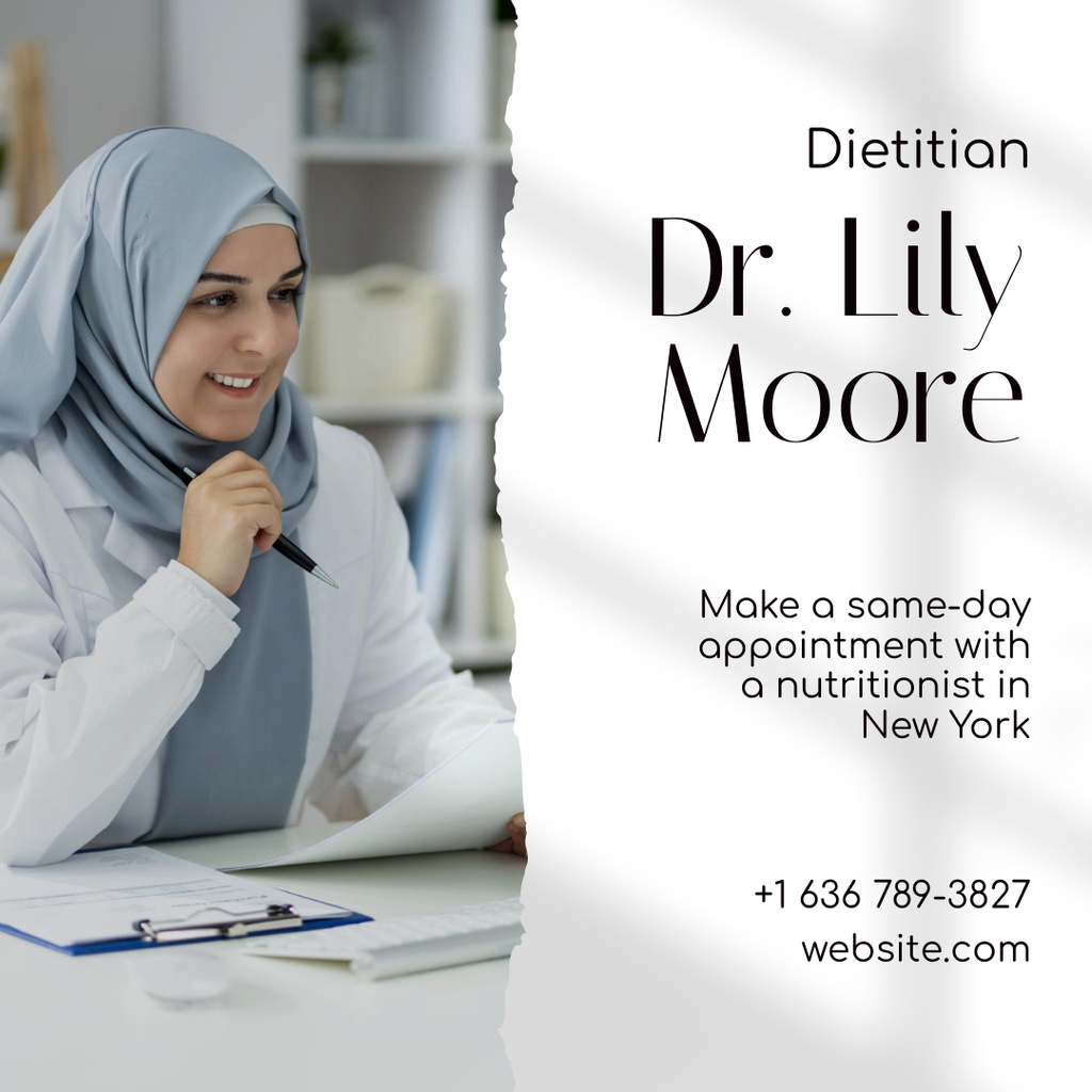 Muslim Female Dietitian Services Instagram Tasarım Şablonu