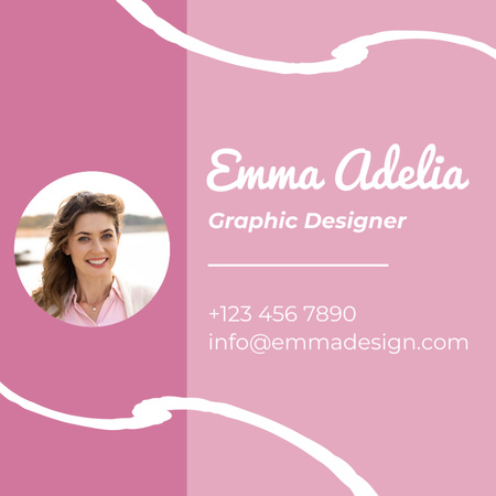 Designvorlage Graphic Designer Contacts on Pink für Square 65x65mm