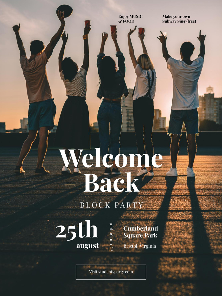 Block Roof Party Announcement At Sunset In August Poster US tervezősablon