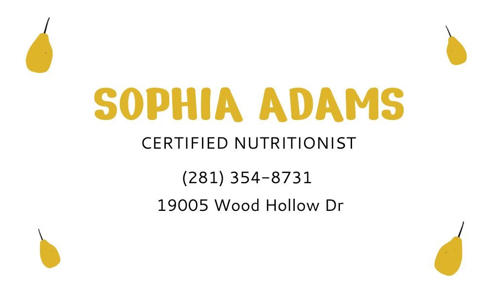 Certified Nutritionist And Dietitian Services Offer In White Business card Πρότυπο σχεδίασης