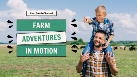 Young Dad with Son on Farm Youtube Thumbnail Design Template