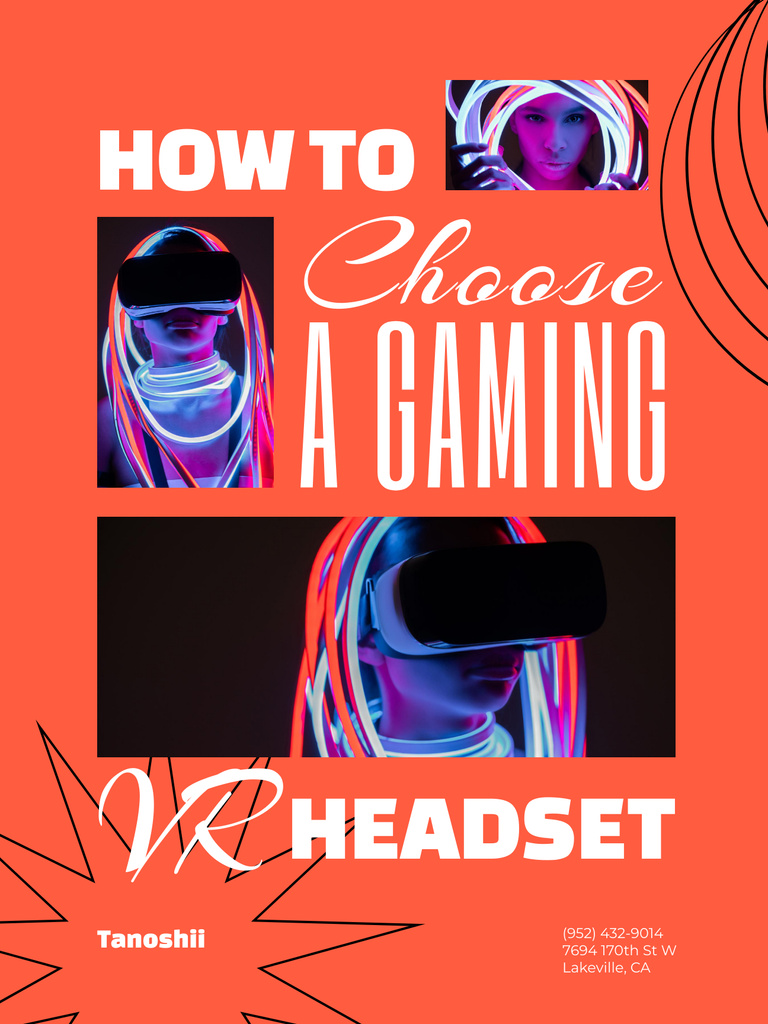 Gaming Gear Ad with Woman Poster US Design Template