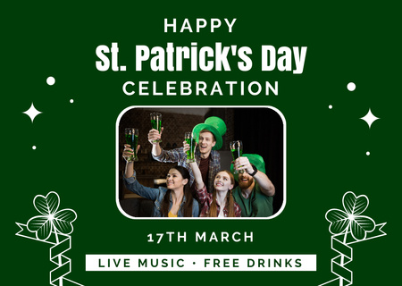 St. Patrick's Day Celebration with a Cheerful Company of Young People Card Design Template