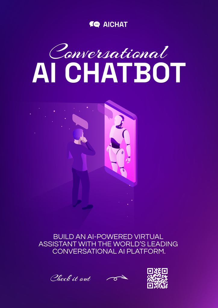 Conversational Online Chatbot Services Poster Modelo de Design