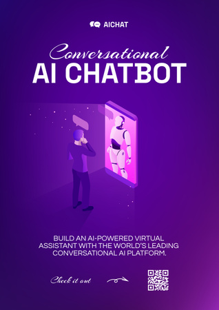 Conversational Online Chatbot Services Poster Design Template