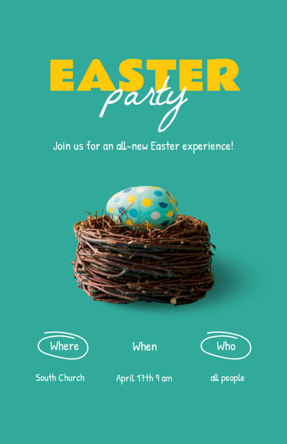 Announcement of Easter Party Invitation 5.5x8.5in Design Template