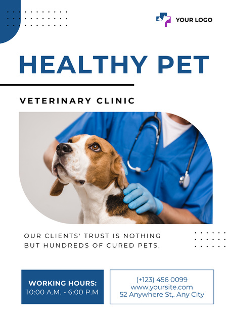 Checkup in Veterinary Clinic Poster Modelo de Design