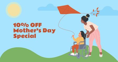 Mother's Day Offer with Mother feeding Child Facebook AD Design Template