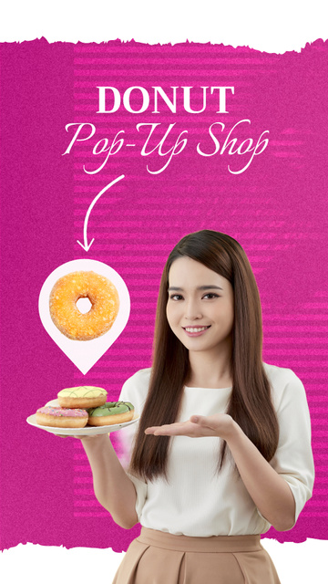 Delectable Donuts In Pop-Up Shop Offer Instagram Video Storyデザインテンプレート