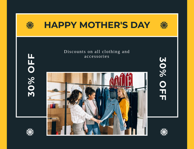 Women in Fashion Store on Mother's Day Thank You Card 5.5x4in Horizontal Šablona návrhu