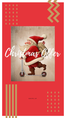 Christmas Offer with Cute Santa Instagram Story Design Template
