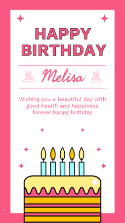 Birthday Congratulations in Pink Frame Instagram Story Design Template