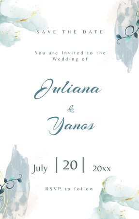 Save the Date of Perfect Wedding Invitation 4.6x7.2in Design Template