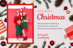 Fun-filled Christmas Greetings With Couple In Elves Costumes
