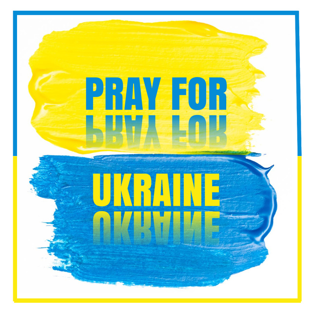 Plantilla de diseño de Pray for Ukraine Call on Blue and Yellow Instagram 