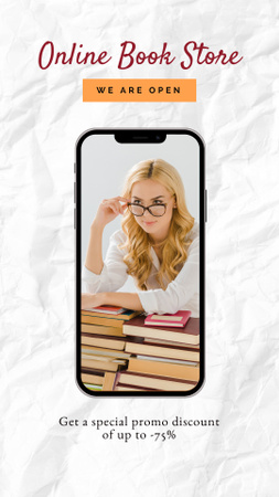Online Book Store Promotion Instagram Story Design Template
