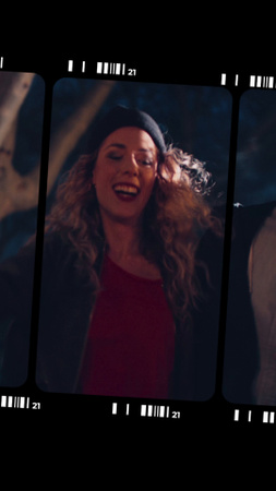 Template di design felice donna riccia che balla TikTok Video